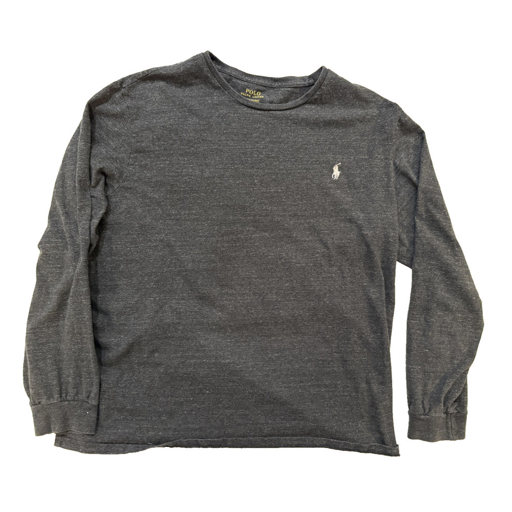 Polo Ralph Lauren Shirt Mens Large Heather Gray Long Sleeve Crewneck‎ Pony Logo